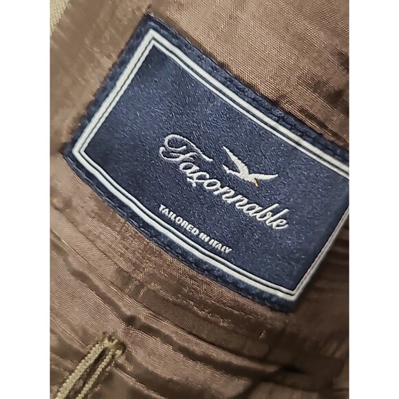 Faconnable Nordstroms 2 Piece Suit 42R 36/32 Slacks. Olive Green Pin Stripes. - Picture 6 of 9